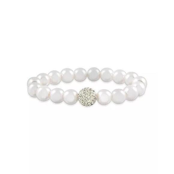 Faux Pearl Stretch Bracelet Crystal Elegant Fashion Stylish Stunning Intricate - Picture 2 of 5